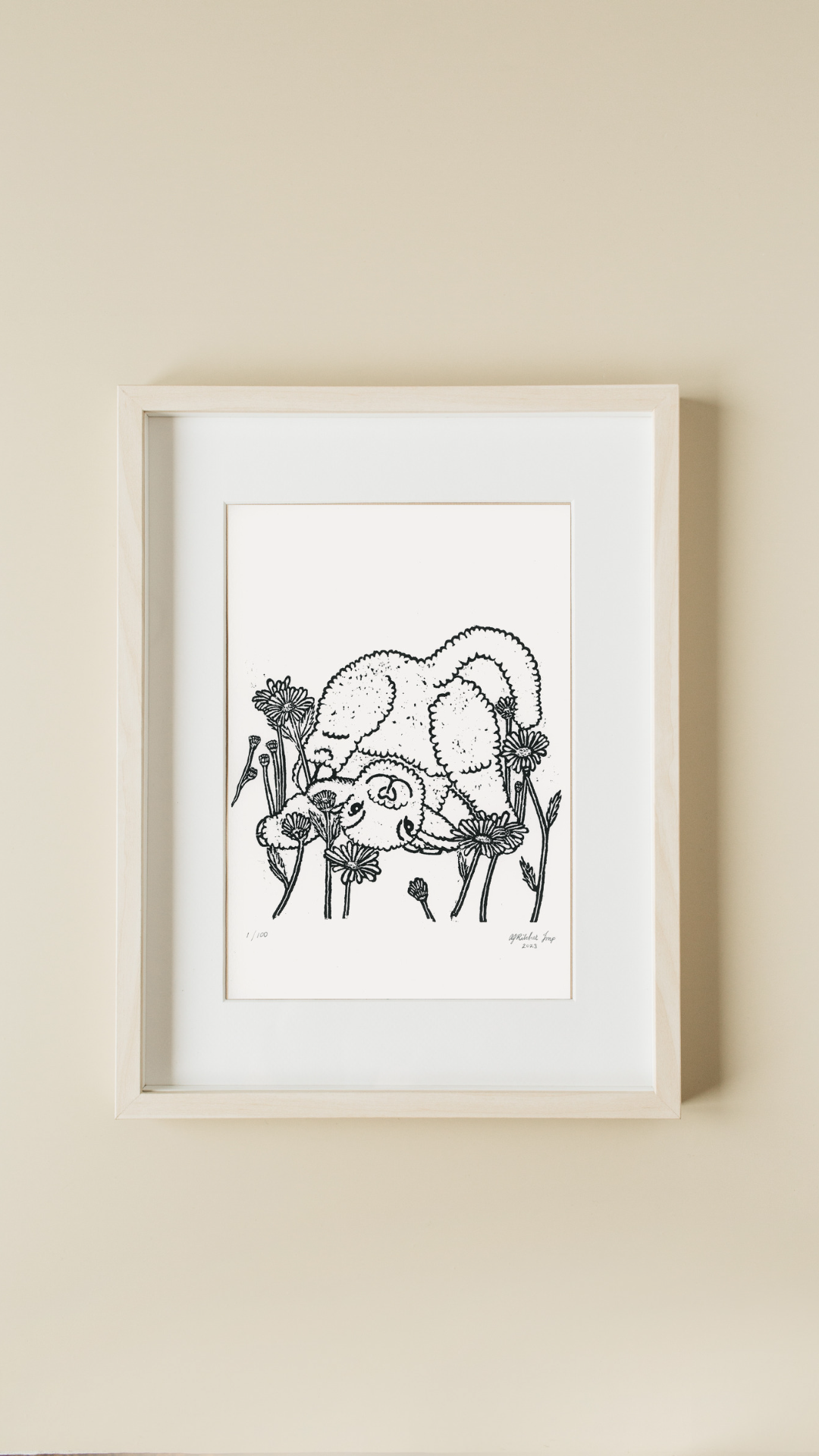 Rolly Polly Lamb Woodcut Print